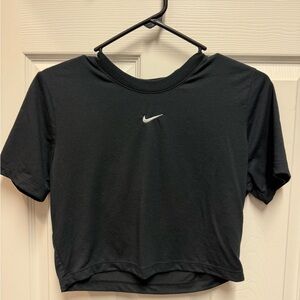 Nike Women's Black and White Logo Crop Top